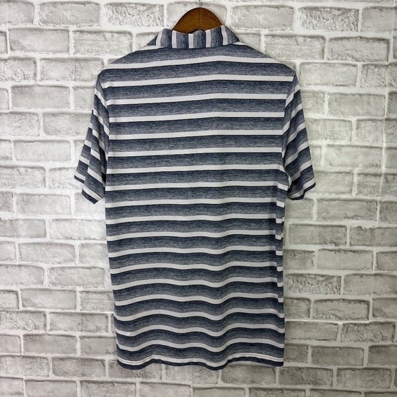 Adidas x Desert Mountain GC Scratched Gray Striped Golf Polo Mens Medium Stretch - Picture 4 of 7